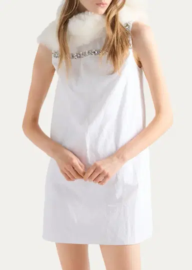 Prada Embellished Cotton Mini Dress | Thumbnail 4 Prada Embellished Cotton Mini Dress | Thumbnail 4