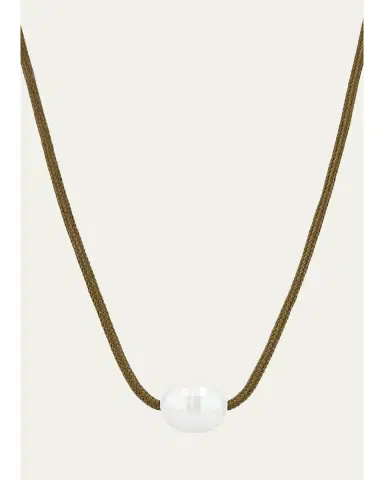 Zoë Chicco Medium Baroque Pearl Paracord Necklace, Brown | Thumbnail 1
