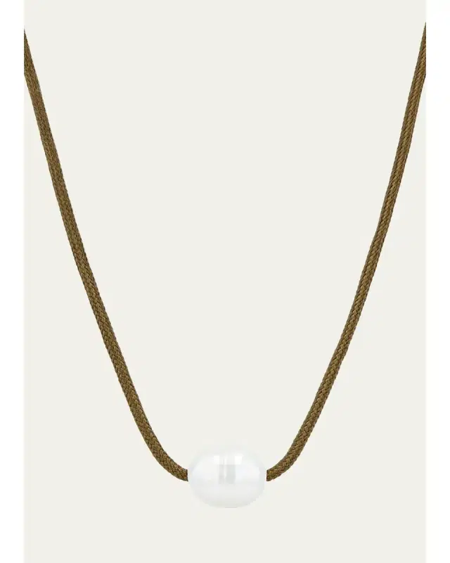 Zoë Chicco Medium Baroque Pearl Paracord Necklace, Brown