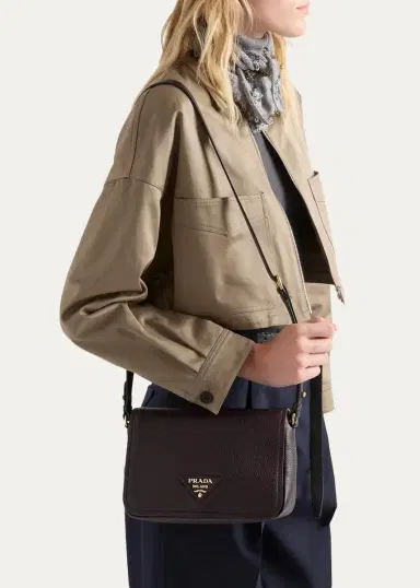 Prada Daino Flap Soft Leather Crossbody Bag | Thumbnail 4 Prada Daino Flap Soft Leather Crossbody Bag | Thumbnail 4