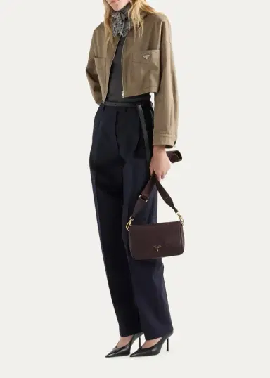 Prada Daino Flap Soft Leather Crossbody Bag | Thumbnail 6 Prada Daino Flap Soft Leather Crossbody Bag | Thumbnail 6