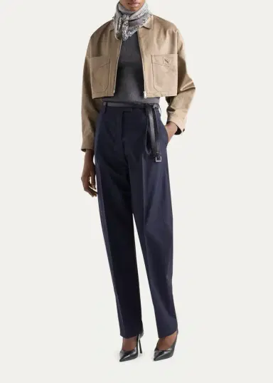 Prada Logo Rib-Knit Silk Top | Thumbnail 2 Prada Logo Rib-Knit Silk Top | Thumbnail 2