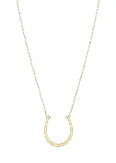 Zoë Chicco 14K Baguette Diamond Hammered Horseshoe Pendant Necklace | Thumbnail 1