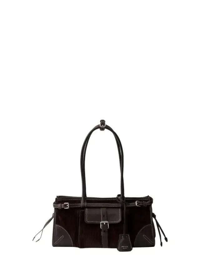 Prada Bonnie Leather-Trim Corduroy Shoulder Bag