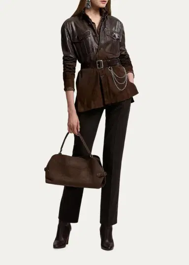 Ralph Lauren Collection Andrey Wool Herringbone Tapered-Leg Ankle Pants | Thumbnail 2