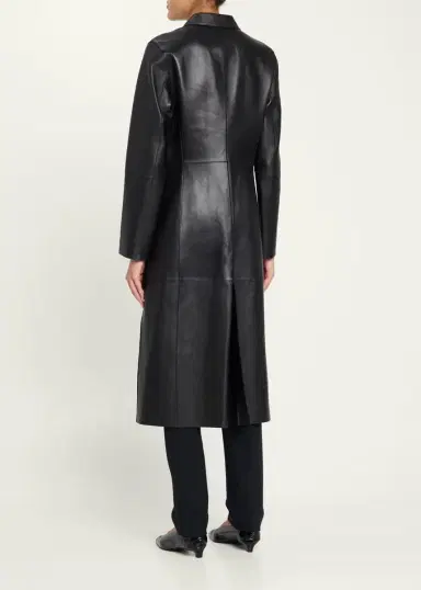 TOTEME Leather Slim Long Coat | Thumbnail 3