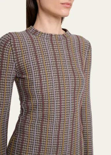 Gabriela Hearst Pons Cashmere-Silk Striped Houndstooth Crewneck Sweater | Thumbnail 5 Gabriela Hearst Pons Cashmere-Silk Striped Houndstooth Crewneck Sweater | Thumbnail 5