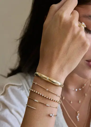 Zoë Chicco 14K Floating 5 Diamond Chain Bracelet | Thumbnail 2