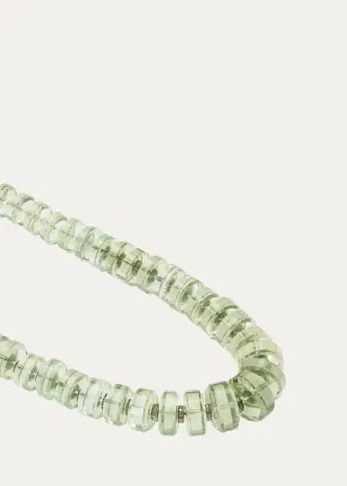 Ileana Makri Green Amethyst Rondelle Necklace with Diamonds | Thumbnail 2