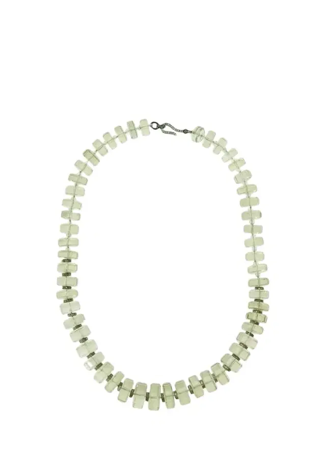Ileana Makri Green Amethyst Rondelle Necklace with Diamonds