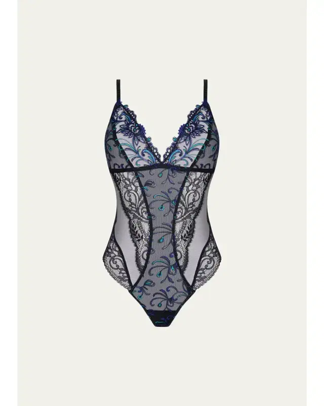 Lise Charmel Embroidered Lace & Tulle Bodysuit