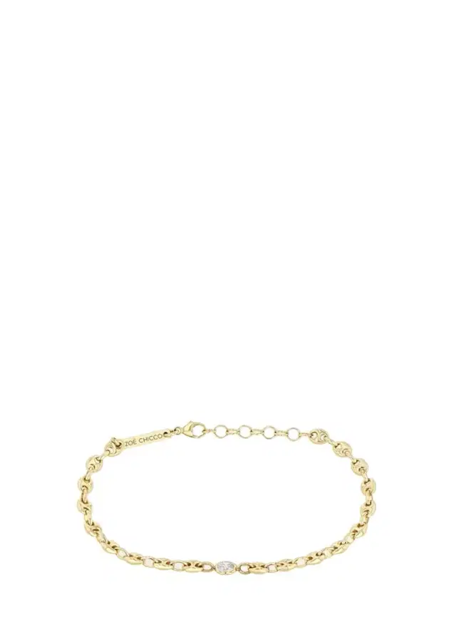 Zoë Chicco 14K Small Puffed Mariner Chain Diamond Bracelet