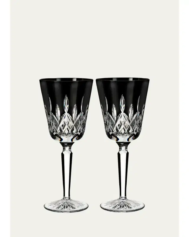 Waterford Crystal Lismore Black Crystal Goblets, Set of 2