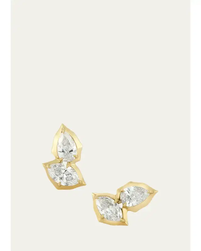 Jade Trau 18K Poppy Stud Earrings II with Diamonds