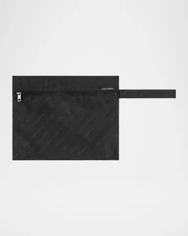 Dolce & Gabbana Men's All-Over Logo Nylon Swim Trunks | Thumbnail 3