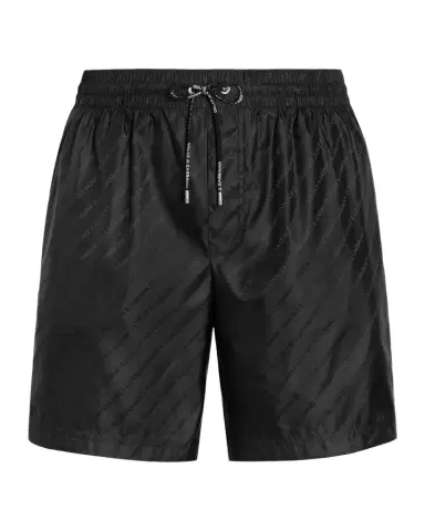 Dolce & Gabbana Men's All-Over Logo Nylon Swim Trunks | Thumbnail 1