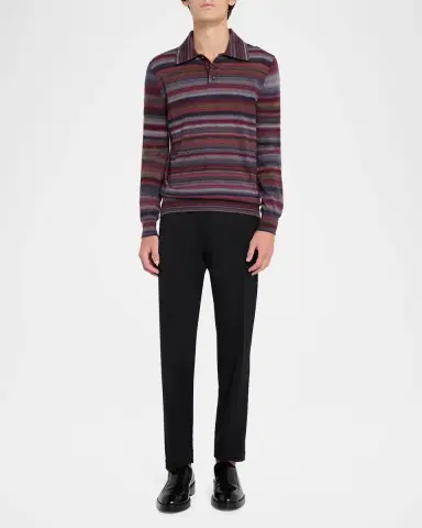 Dolce & Gabbana Men's Wool Degrade Stripe Polo Sweater | Thumbnail 2 Dolce & Gabbana Men's Wool Degrade Stripe Polo Sweater | Thumbnail 2