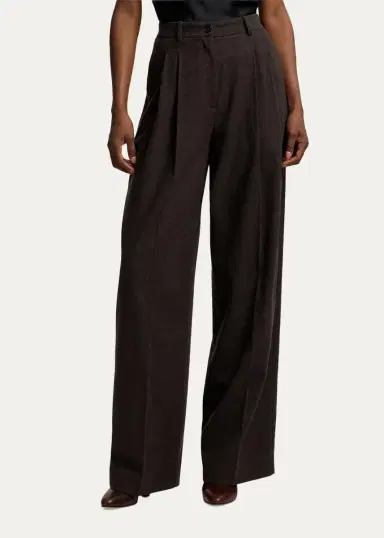 Ralph Lauren Collection Clarice Wool Herringbone Wide-Leg Pants | Thumbnail 3