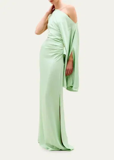 Silvia Tcherassi Kesia One-Shoulder Ruched Satin Maxi Dress | Thumbnail 2 Silvia Tcherassi Kesia One-Shoulder Ruched Satin Maxi Dress | Thumbnail 2