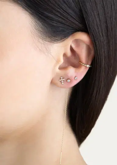Zoë Chicco 14K Tiny Diamond Bezel Cross Stud Earring, Single | Thumbnail 2