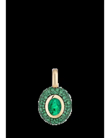Mason and Books 14K Floret Medium Oval Pendant with Emeralds | Thumbnail 2