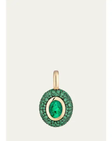 Mason and Books 14K Floret Medium Oval Pendant with Emeralds | Thumbnail 1