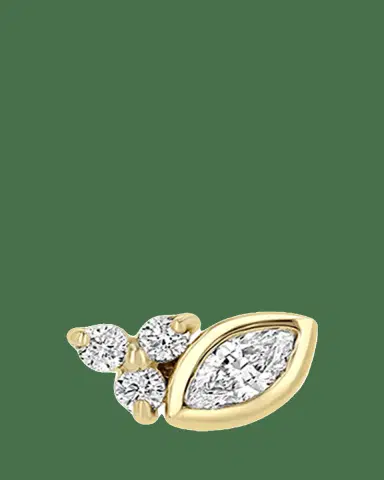 Zoë Chicco 14K Diamond Bezel-Set Marquise Stud Earring, Single (Left) | Thumbnail 2