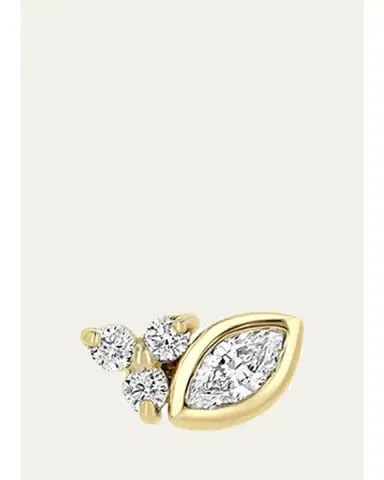 Zoë Chicco 14K Diamond Bezel-Set Marquise Stud Earring, Single (Left) | Thumbnail 1