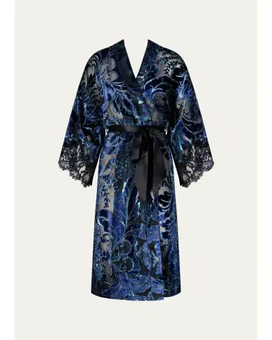 Lise Charmel Lace-Trim Burnout Velvet Robe | Thumbnail 1