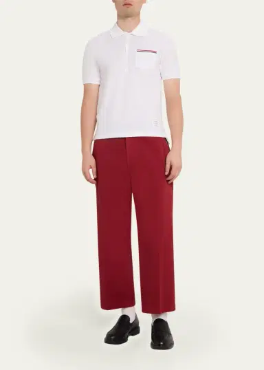 Thom Browne Heather Polo Shirt with Striped Pocket | Thumbnail 2 Thom Browne Heather Polo Shirt with Striped Pocket | Thumbnail 2