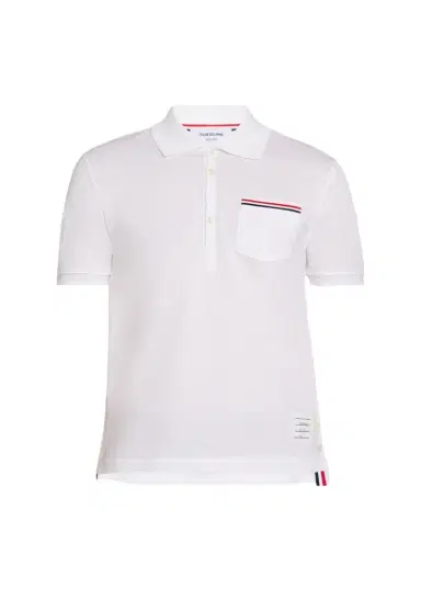 Thom Browne Heather Polo Shirt with Striped Pocket | Thumbnail 1 Thom Browne Heather Polo Shirt with Striped Pocket | Thumbnail 1