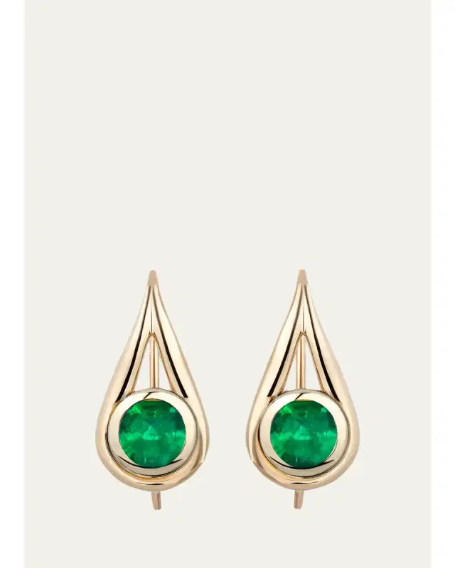 Mason and Books 14K Lasso Drop Earrings with Emeralds