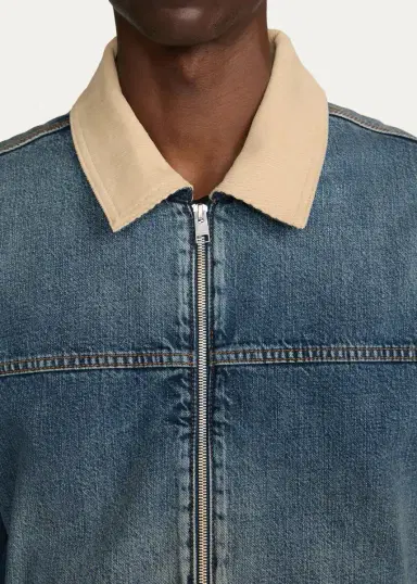 Frame Men's Corduroy-Collar Denim Zip Trucker Jacket | Thumbnail 5