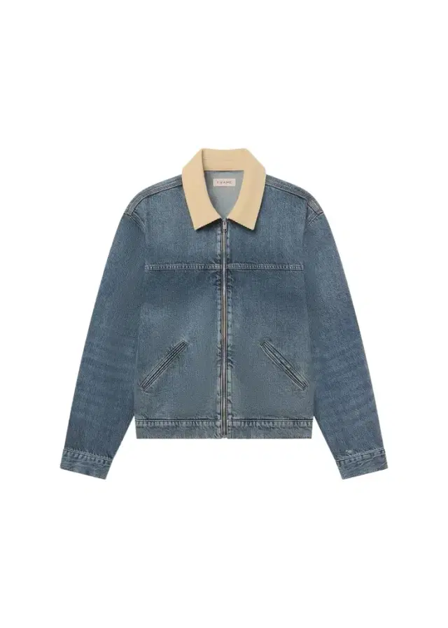 Frame Men's Corduroy-Collar Denim Zip Trucker Jacket