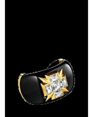 VERDURA 18K Black Jade Cross Cuff Bracelet with White Topaz | Thumbnail 2