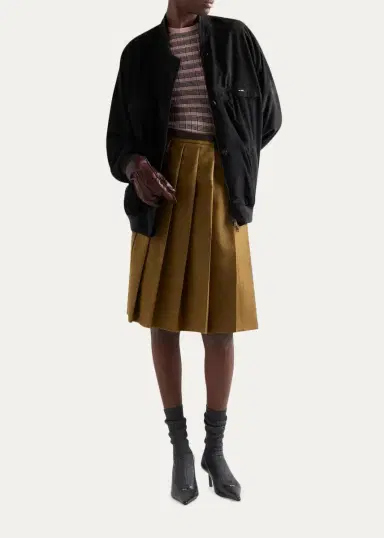 Prada Striped Silk-Cashmere Short-Sleeve Sweater | Thumbnail 2 Prada Striped Silk-Cashmere Short-Sleeve Sweater | Thumbnail 2