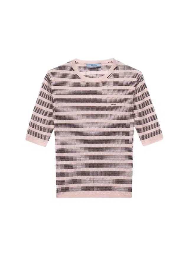 Striped Silk-Cashmere Short-Sleeve Sweater