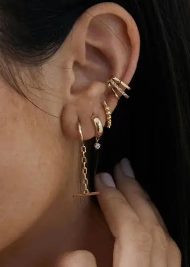 Zoë Chicco 14K Gold Spiked Hinge Huggie Hoop Earrings | Thumbnail 2