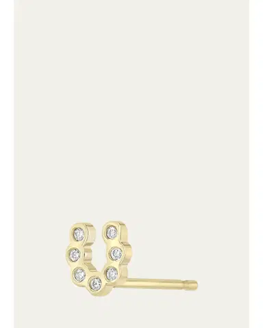 Zoë Chicco 14K Tiny Diamond Bezel Horseshoe Stud Earring, Single | Thumbnail 1