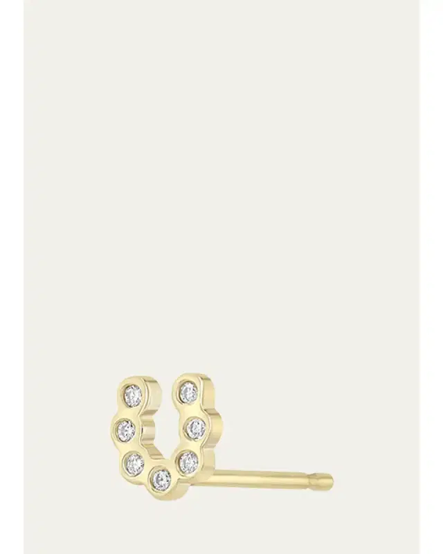Zoë Chicco 14K Tiny Diamond Bezel Horseshoe Stud Earring, Single
