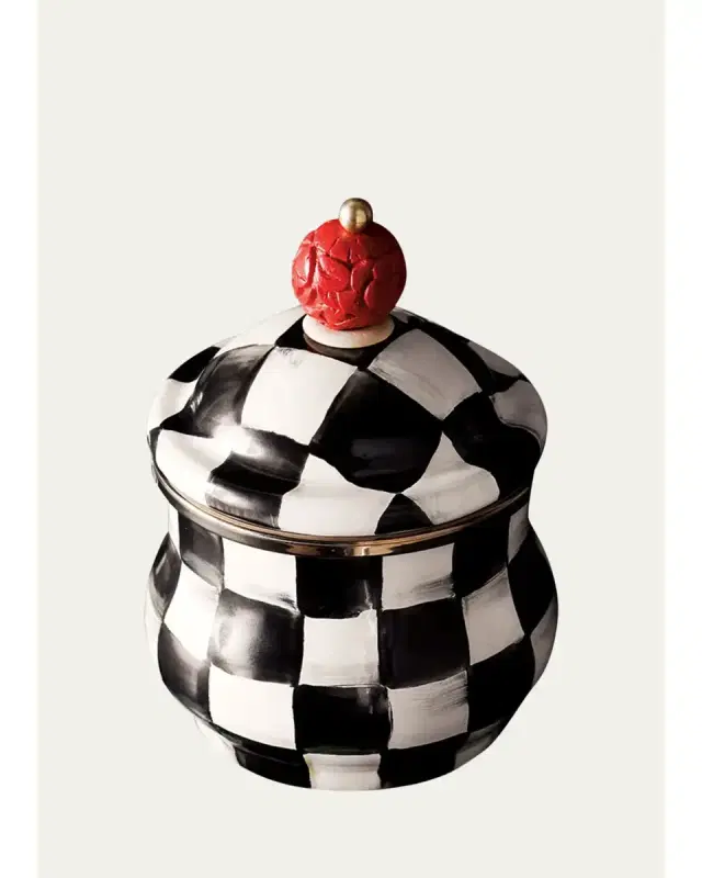 MacKenzie-Childs Courtly Check Enamel Lidded Sugar Bowl