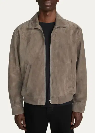 Frame Men's Suede Full-Zip Bomber Jacket | Thumbnail 4