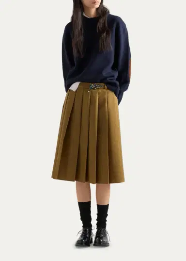 Prada Pleated Wool Midi Skirt | Thumbnail 2 Prada Pleated Wool Midi Skirt | Thumbnail 2