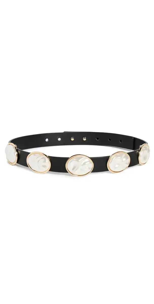 Lele Sadoughi Oval Pearl Station Belt Jet