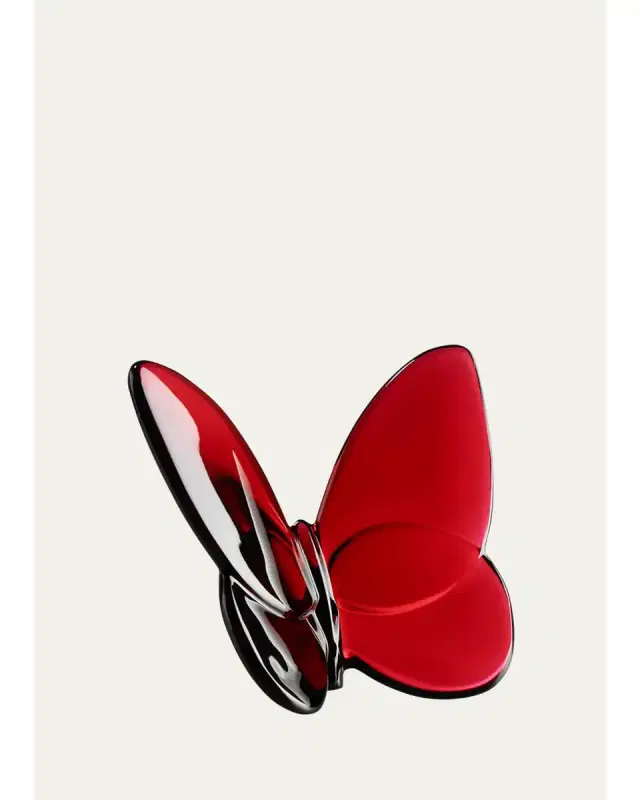 Baccarat 2.5" Lucky Crystal Red Butterfly