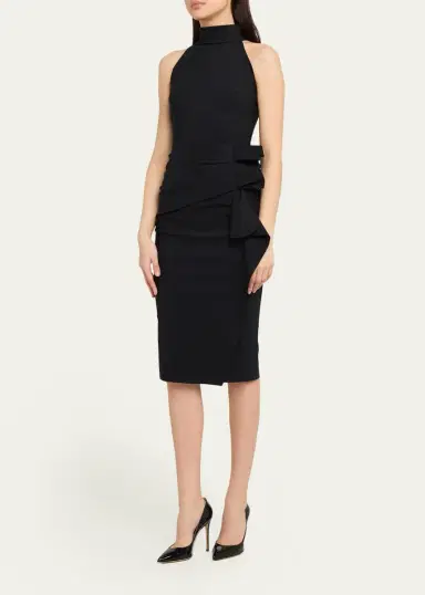 Chiara Boni La Petite Robe Sleeveless Halter Ruched Dress | Thumbnail 4 Chiara Boni La Petite Robe Sleeveless Halter Ruched Dress | Thumbnail 4