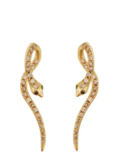 Ileana Makri 18K Yellow Gold Boa Earrings with Champagne Diamonds | Thumbnail 1