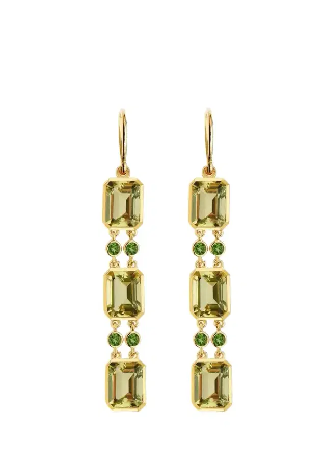 Ileana Makri 18K Sofia Lemon Topaz Drop Earrings with Chrome Diopside
