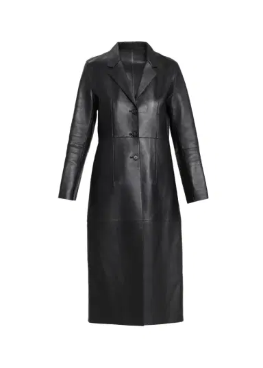 TOTEME Leather Slim Long Coat | Thumbnail 1
