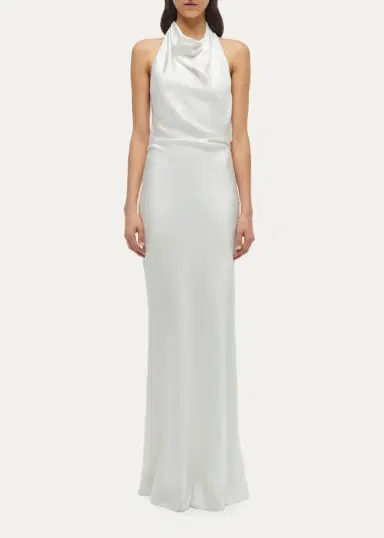 Simkhai Reannon Draped Satin Halter Gown | Thumbnail 2